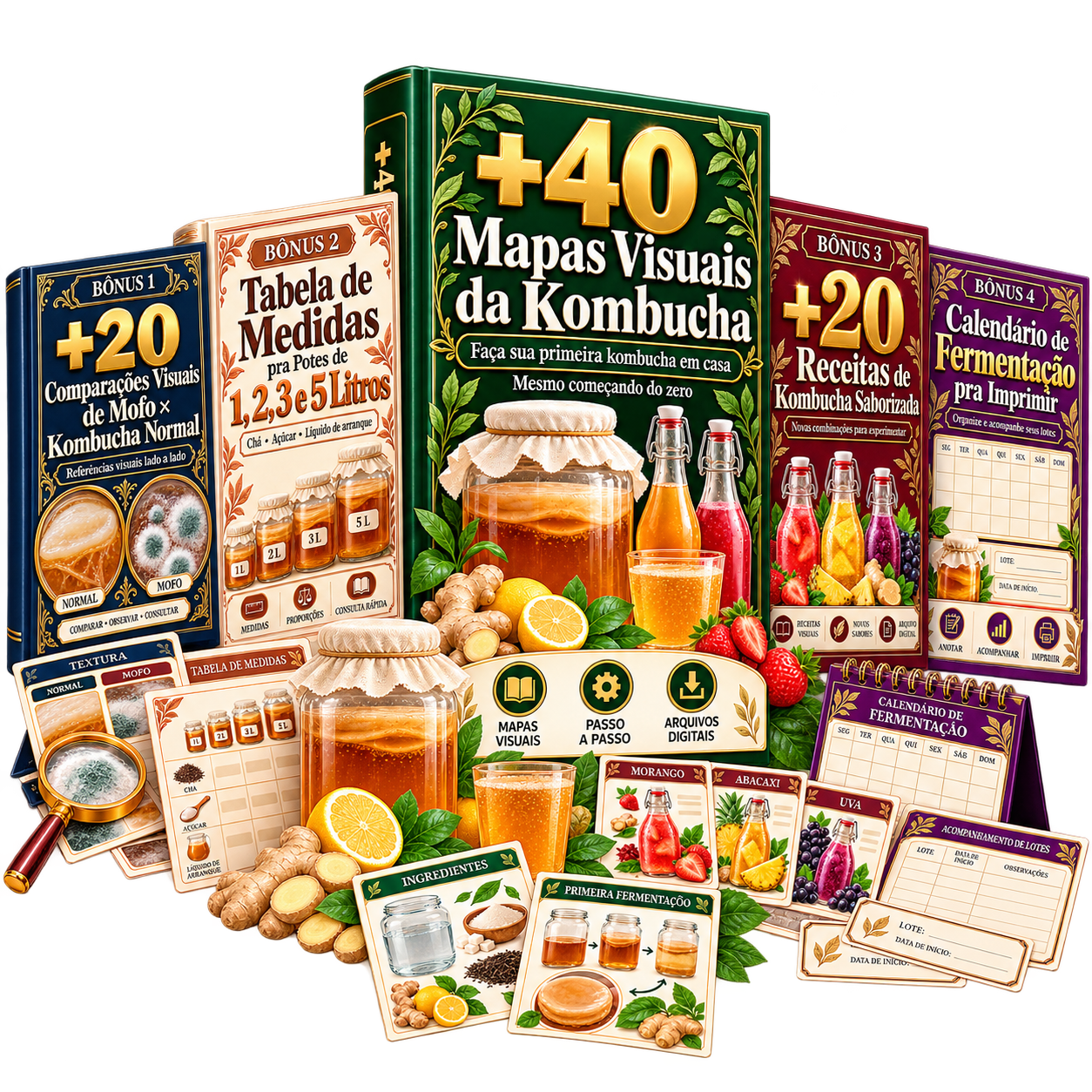 Mockup do kit principal com os quatro bônus